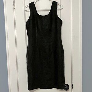 VTG 100% linen black shift dress classic neutral minimalist capsule size 10